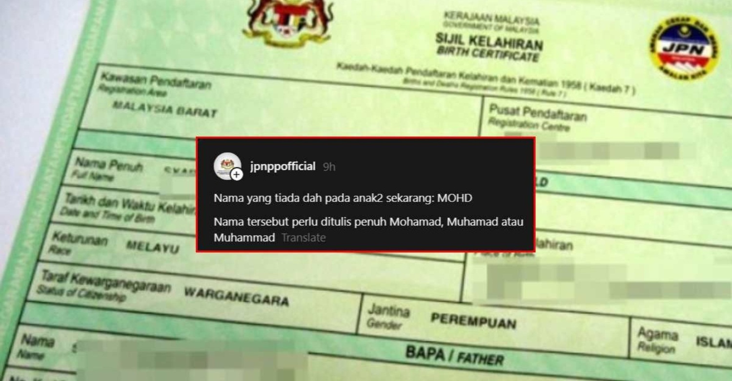 Makin Langka, Tak Ada Lagi ‘MOHD’ pada Nama Anak