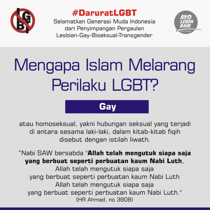 Katakan Tidak Pada LGBT (Lesbian, Gay, Bisex, dan Transgender)